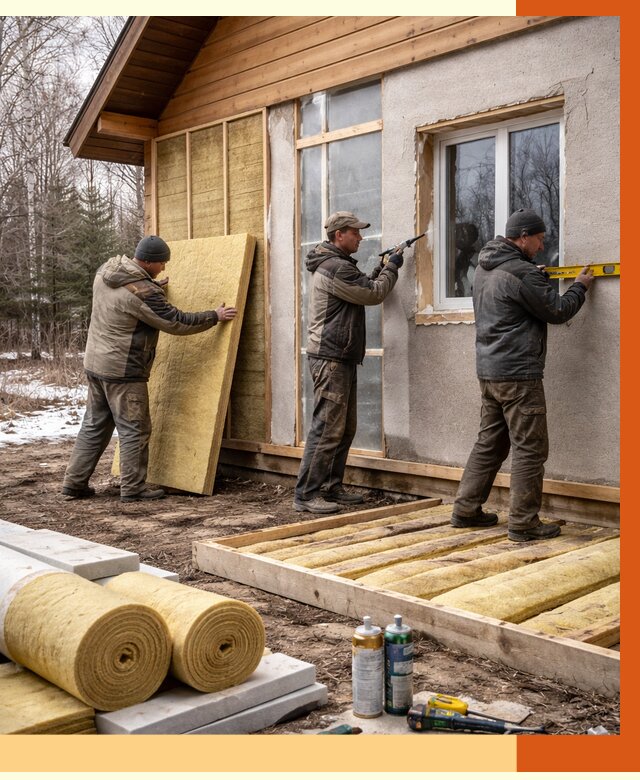 Утепление дачного дома в Петергофе от 4969 руб/м2 — недорого | ТепломастерПтф