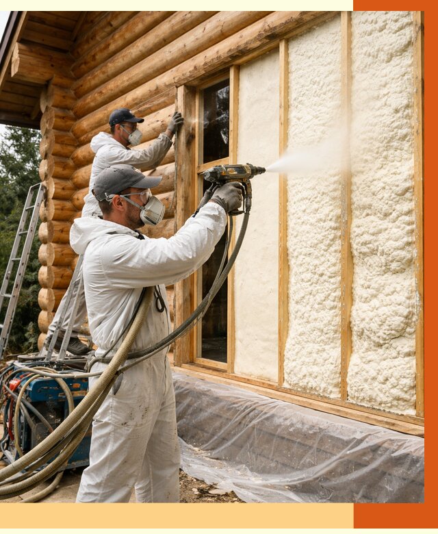 Утепление деревянного дома ППУ в Петергофе от 4394 руб/м2 | ТепломастерПтф — под ключ