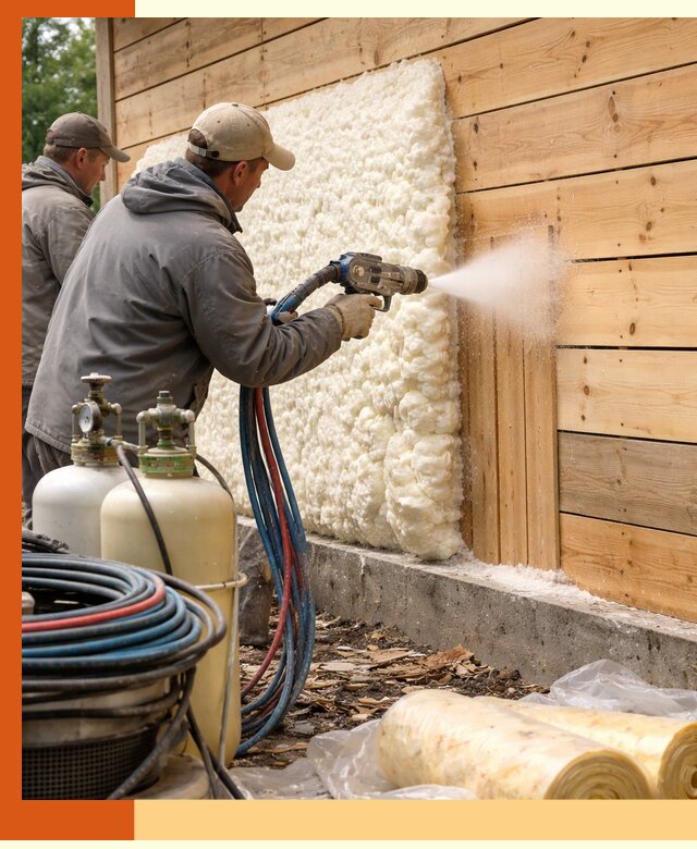 Утепление деревянного дома пенополиуретаном в Петергофе