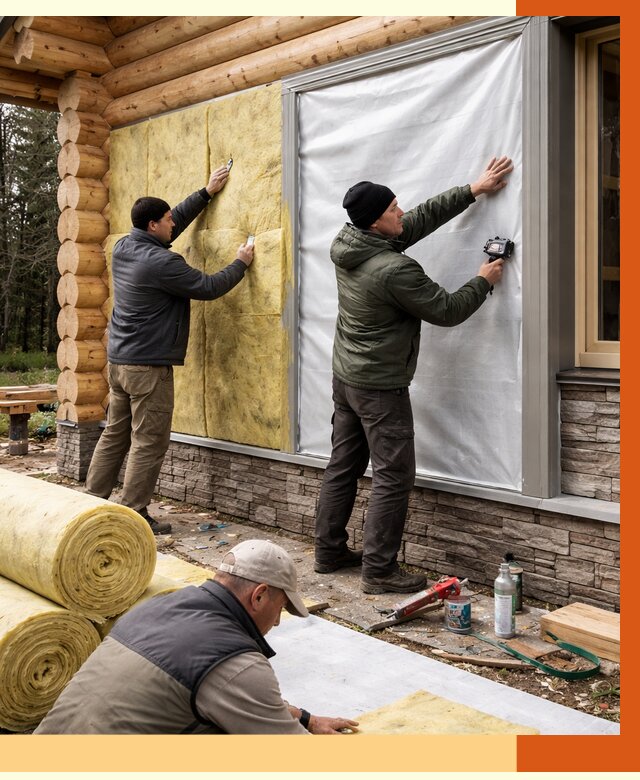 Утепление бревенчатого дома в Петергофе от 8003 руб/м2 — заказать под ключ | ТепломастерПтф