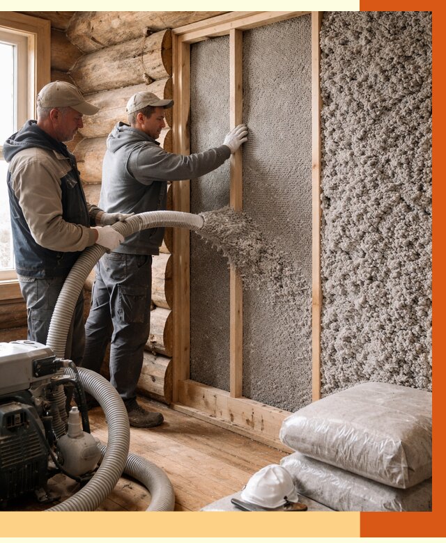 Утепление бревенчатого дома эковатой в Петергофе от 2877 руб. | ТепломастерПтф