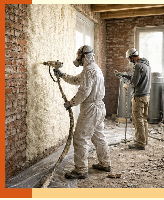 Утепление кирпичного дома пенополиуретаном в Петергофе