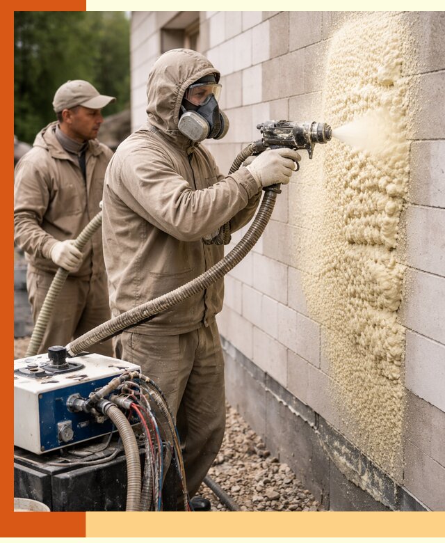 Утепление дома из газобетона ППУ в Петергофе — надежная теплоизоляция