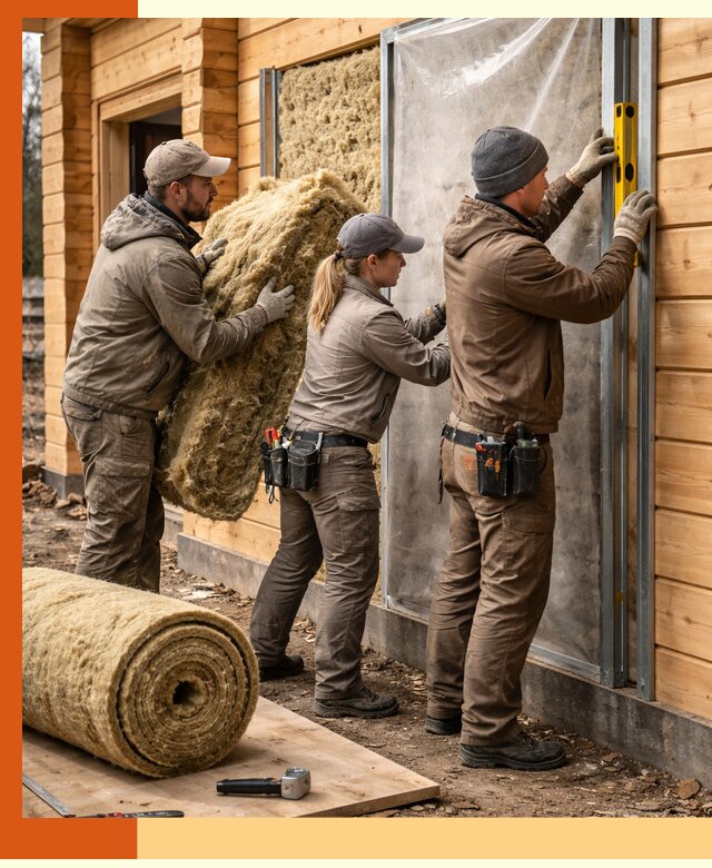 Утепление дома из двойного бруса в Петергофе качественно и надёжно