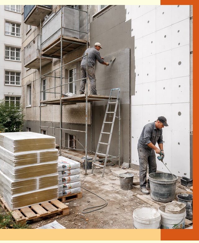 Утепление квартиры снаружи в Петергофе от 6434 руб/м2 под ключ | ТепломастерПтф