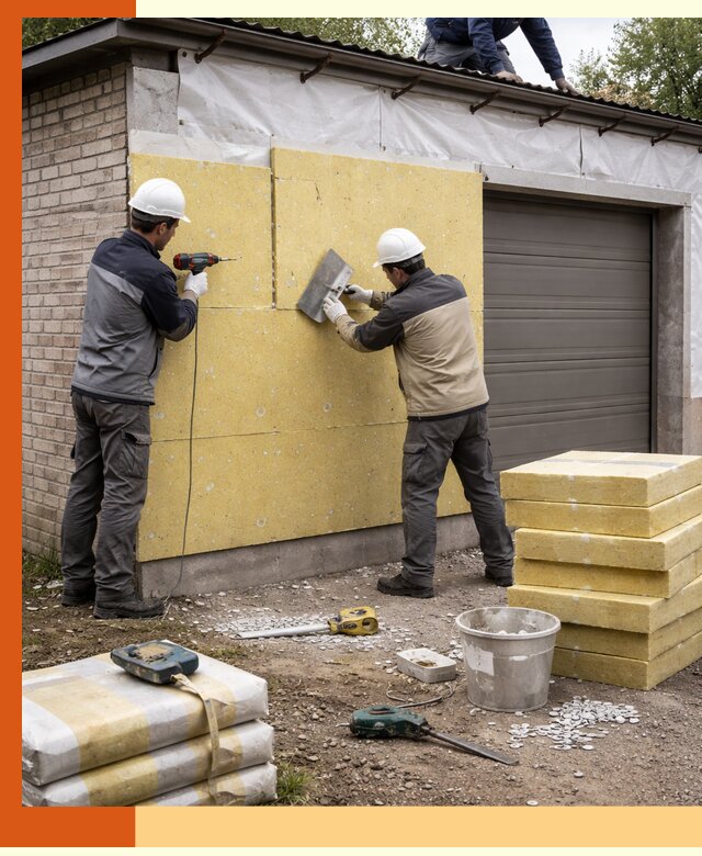 Утепление гаража снаружи в Петергофе качественно и надёжно