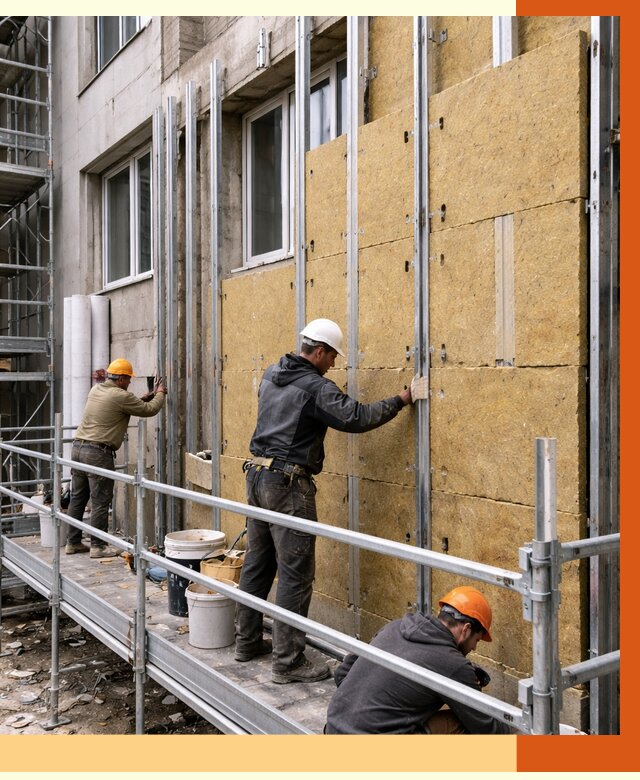 Утепление вентилируемого фасада в Петергофе от 5858 руб/м2 — монтаж и утепление вентфасад | ТепломастерПтф