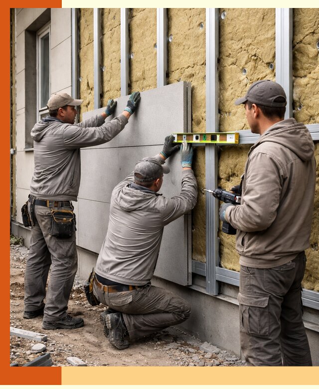 Утепление вентилируемого фасада под ключ в Петергофе