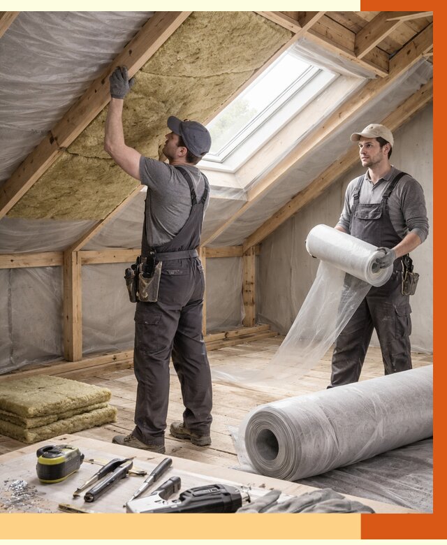 Утепление крыши изнутри мансарды в Петергофе от 4394 руб./м² | ТепломастерПтф