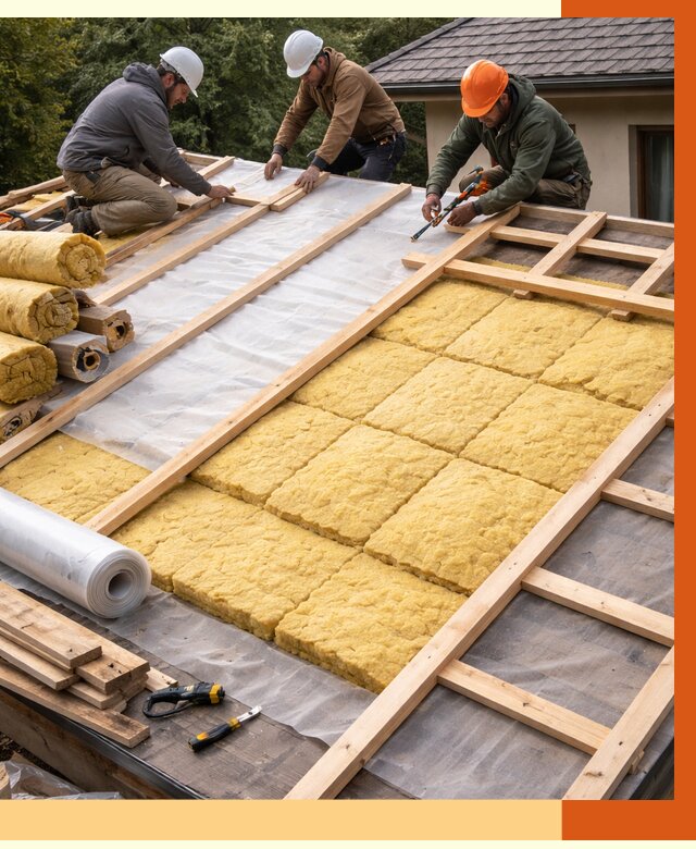 Утепление скатной крыши в Петергофе от 1308 руб./м2 под ключ | ТепломастерПтф