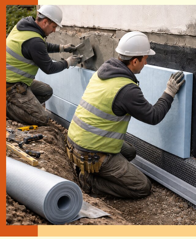 Утепление фундамента снаружи в Петергофе — профессиональная теплоизоляция