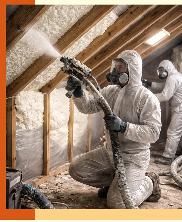 Утепление чердака пенополиуретаном (ППУ) в Петергофе