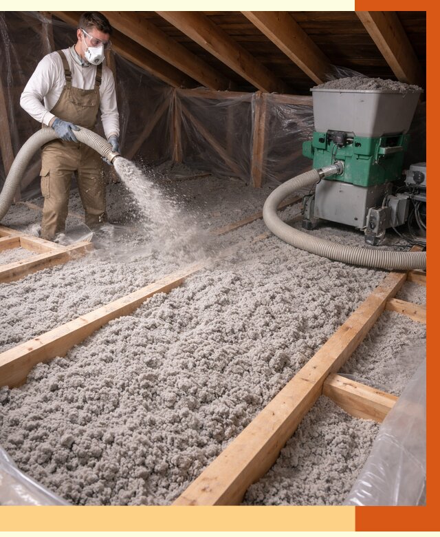 Утепление чердака эковатой в Петергофе от 1517 руб/м2 — заказать у ТепломастерПтф