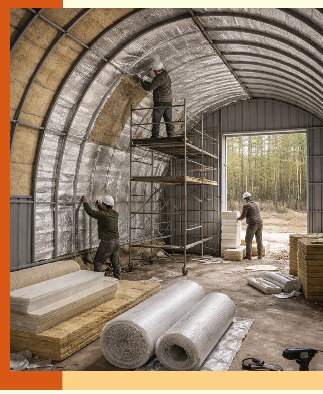 Утепление арочного ангара под ключ в Петергофе