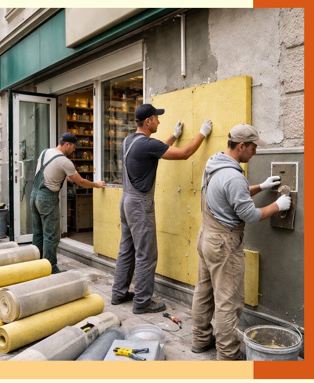 Утепление магазина в Петергофе от 4707 руб/м2 — цена, стены и снаружи | ТепломастерПтф