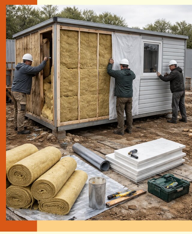 Утепление строительной бытовки под ключ в Петергофе для любых условий