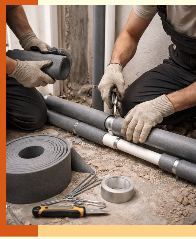 Утепление труб водоснабжения в Петергофе — монтаж и защита сети