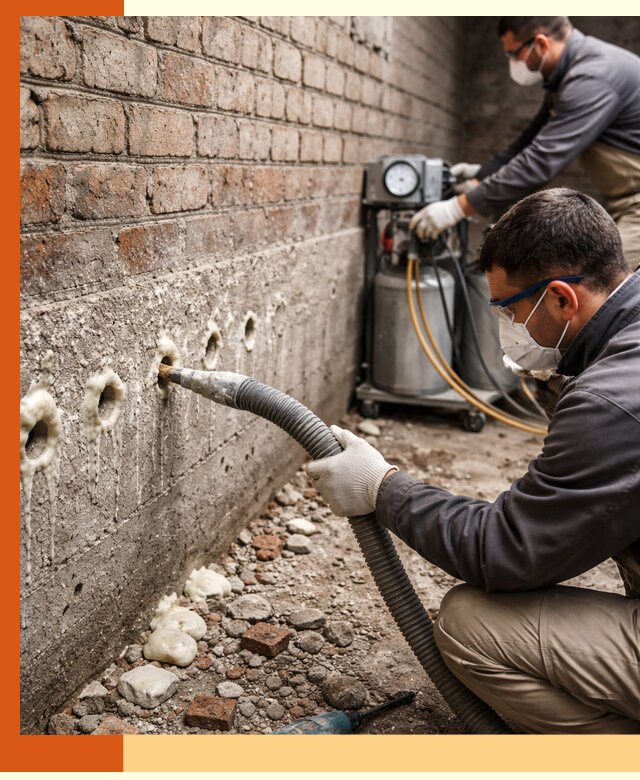 Заполнение колодцевой кладки ППУ в Петергофе быстро и герметично