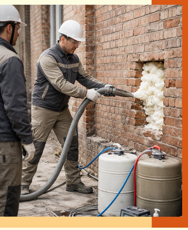 Заливка ППУ в пустоты кирпичной стены в Петергофе от 2877 руб. | ТепломастерПтф