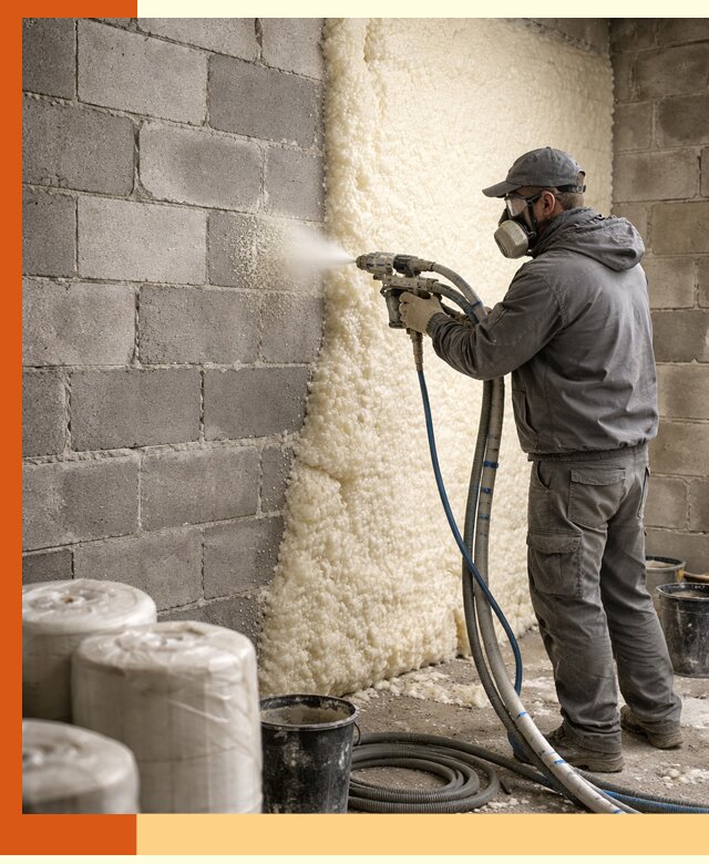 Утепление блочной стены ППУ в Петергофе качественно и надёжно