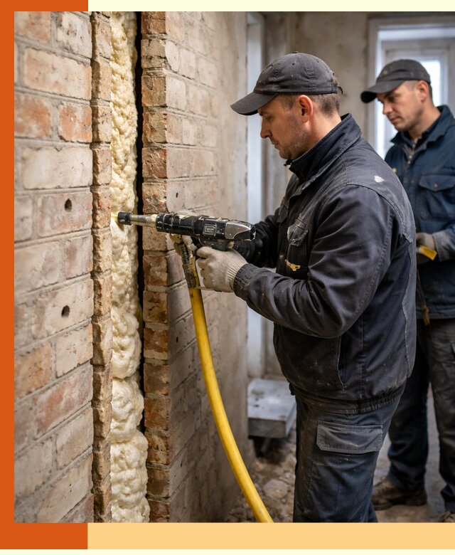 Межстеновое утепление пенополиуретаном в Петергофе