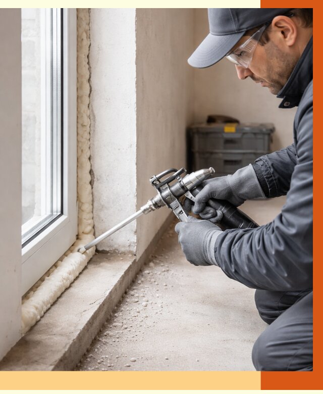 Герметизация стыков ППУ в Петергофе от 1726 руб. за м2 — утепление примыканий под ключ | ТепломастерПтф