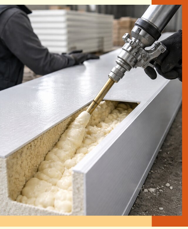 Заполнение пустот холодильных панелей в Петергофе от 7846 руб. | ТепломастерПтф