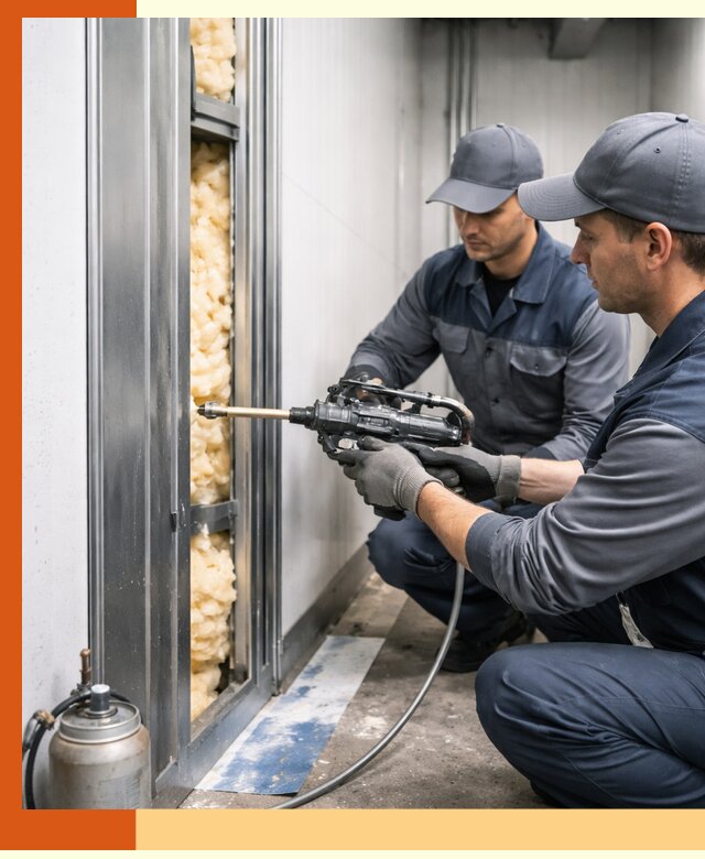 Заполнение пустот холодильных панелей в Петергофе специализированной пеной