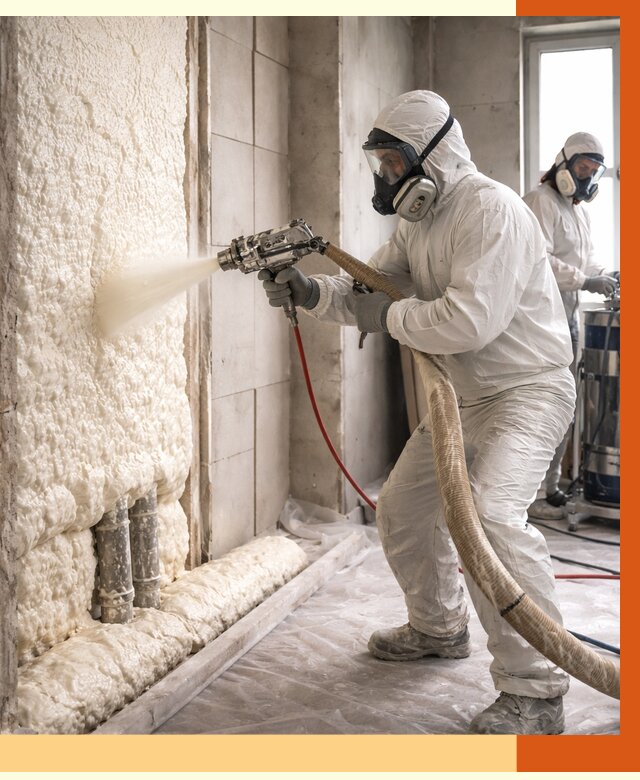 Напыление пенополиуретана в Петергофе от 7846 руб./м2 — услуги и монтаж ППУ | ТепломастерПтф