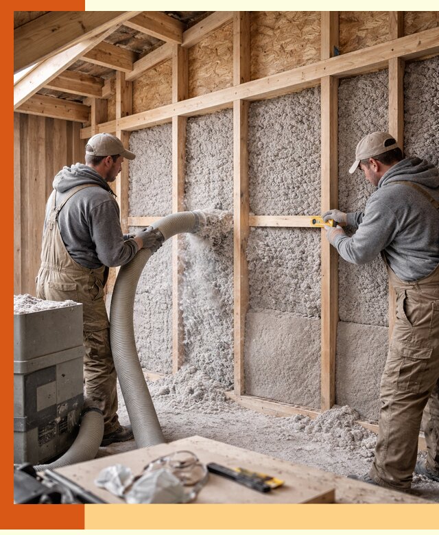 Утепление эковатой стен, потолков и перекрытий в Петергофе