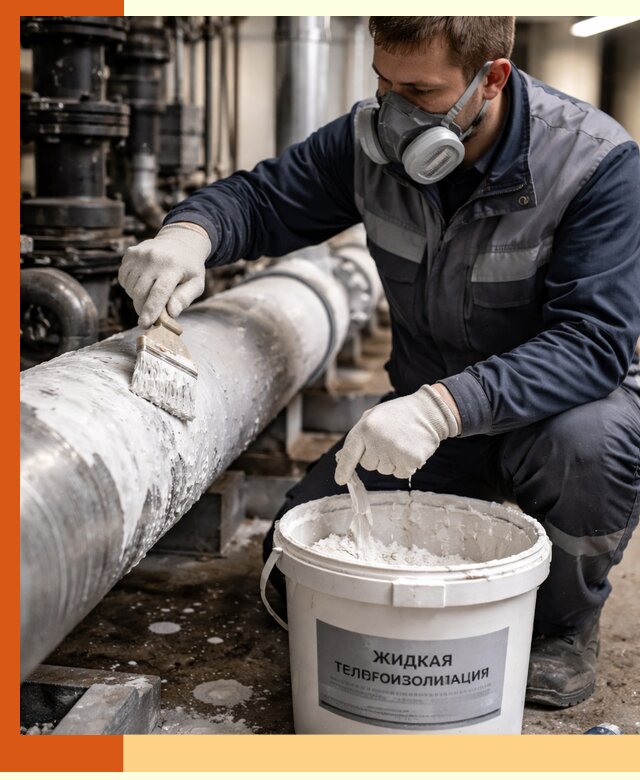 Утепление оборудования жидкой теплоизоляцией в Петергофе