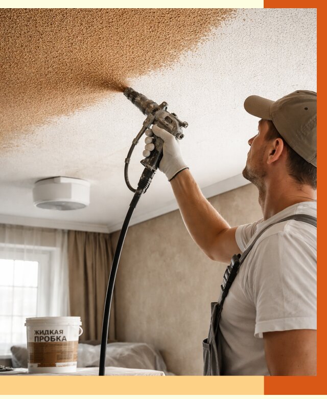 Утепление потолка жидкой пробкой в Петергофе от 3661 руб. | ТепломастерПтф