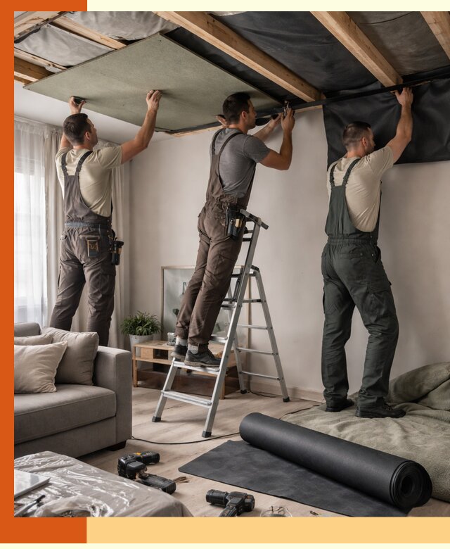 Шумоизоляция потолка в Петергофе — профессиональное устранение шумов