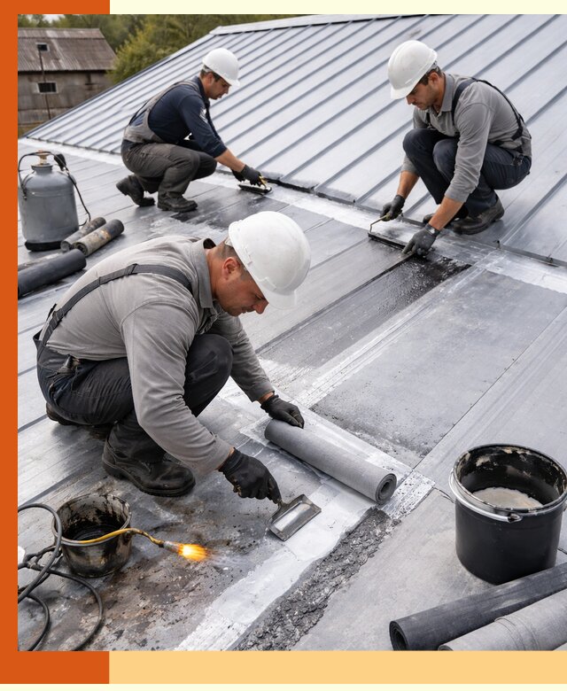 Гидроизоляция металлической кровли с гарантией в Петергофе