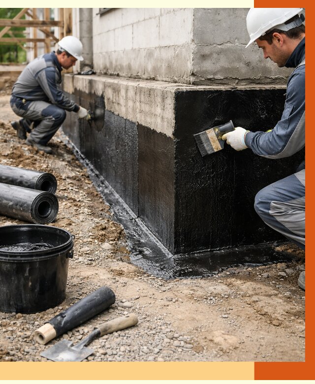 Гидроизоляция фундамента в Петергофе от 1308 руб. — профессионально, под ключ | ТепломастерПтф