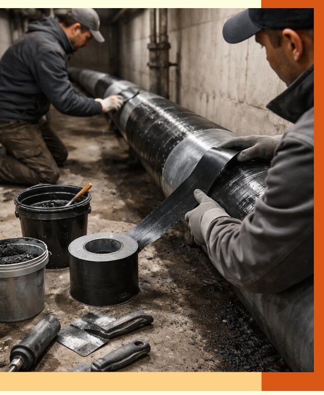 Гидроизоляция труб в Петергофе от 2615 руб. — профессиональная герметизация | ТепломастерПтф