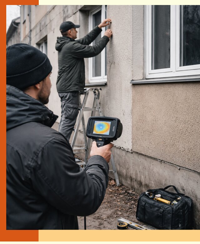 Тепловизионное обследование фасада в Петергофе для выявления дефектов